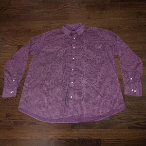 French Crown Dress Shirt Mens 48 3XL XXXL Button Front Maroon Gold Geometric